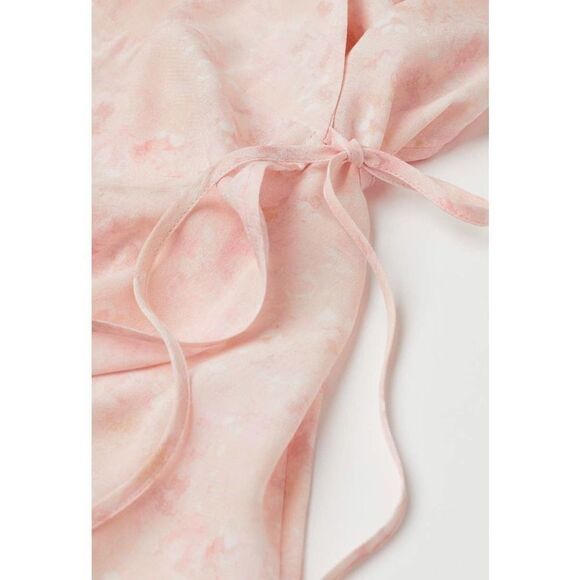 H&M Rayon Wrap Dress Light Pink New Midi Flowy - Picture 3 of 4